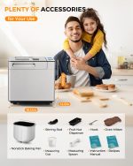 EUHOMY 25-in-1 Bread Maker Machine 2LB Breadmaker, Bread Machines with Nut Dispenser and Yeast Dispenser, 3 Loaf Sizes 3 Crust Colors, Dough Maker with Customized Options, Gluten-Free, Recipe, Gifts - Image 2