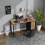 Lufeiya 47 inch Computer Desk with 4 Fabric Drawers, Reversible Writing Work Study Desk for Home Office Bedroom, Modern Simple Student PC Desks, Rustic Brown - Image 6