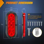 Nilight 6 Inch Oval Red LED Trailer Tail Light Surface Mount 2PCS 10 LEDs Waterproof Stop Brake Turn Trailers Lights for Truck RV Boat Bus Lorry Camper Van Caravan - Image 8