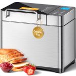 KEEPEEZ Bread Maker, 17-in-1 2LB Stainless Steel with Bread Machine, Non-Stick Pan, Smart Touch, Auto Nut Dispenser, 15H Timer&Keep-Warm, 3 Sizes 3 Colors, 66 Recipes, Gluten-Free, Sourdough