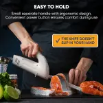Homaider Electric Knife for Turkey, Meat Slicing, Bread, Fillet, Foam & More | Ergonomic Handle + 2 Stainless Steel Carving Blades & Serving Fork Included - Image 2