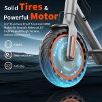 Electric Scooter with Seat, Folding E Scooter for Adults, 350W Motor, 8.5" Solid Tires, 19 MPH, 21 Mile Range, Lightweight Portable Teens Commuter Sit Down Escooter with APP, Dual Brake - Image 2