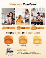 Gleedelish 2LB Bread Maker Machine, 25 in 1 Programmable Bread Maker, Bread Machine with Fruits & Nuts Dispenser for Beginner, Breadmaker with Nonstick Ceramic Pan, Gluten-Free, Recipe, Gifts - Image 6