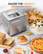 Gleedelish 2LB Bread Maker Machine, 25 in 1 Programmable Bread Maker, Bread Machine with Fruits & Nuts Dispenser for Beginner, Breadmaker with Nonstick Ceramic Pan, Gluten-Free, Recipe, Gifts - Image 8