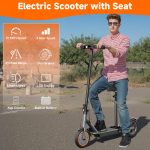 Electric Scooter with Seat, Folding E Scooter for Adults, 350W Motor, 8.5" Solid Tires, 19 MPH, 21 Mile Range, Lightweight Portable Teens Commuter Sit Down Escooter with APP, Dual Brake - Image 6