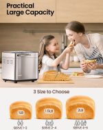 KOVIET 25-in-1 Bread Maker Machine with Automatic Dual Dispenser, 2LB Stainless Steel Breadmaker with Gluten-Free, Dough, Jam, Yogurt etc Settings, Silver - Image 3