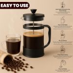 Utopia Kitchen Borosilicate Glass French Press Coffee Maker 34 oz, Heat-Resistant Cafetiere & Tea Maker, Thickened Glass Coffee Press for Travel and Camping, Black - Image 7