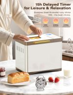 KBS 20-IN-1 Bread Maker with Custom Program, 650W Bread Machine with Nonstick Ceramic Pan&Stainless Steel Paddle, 2LB Bread Maker Machine Polish Bread,Gluten-Free, Touch Panel,15H Timer,3 Colors - Image 4