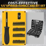 ELEAD 3/8" Drive Impact Socket Set, 96-Piece Deep & Shallow Socket Set Metric and Standard Full with Adapters, Ratchet Handle, Universal Joint, Extension Bar, Screwdriver Bit Sets, Spark Plug Sockets - Image 5