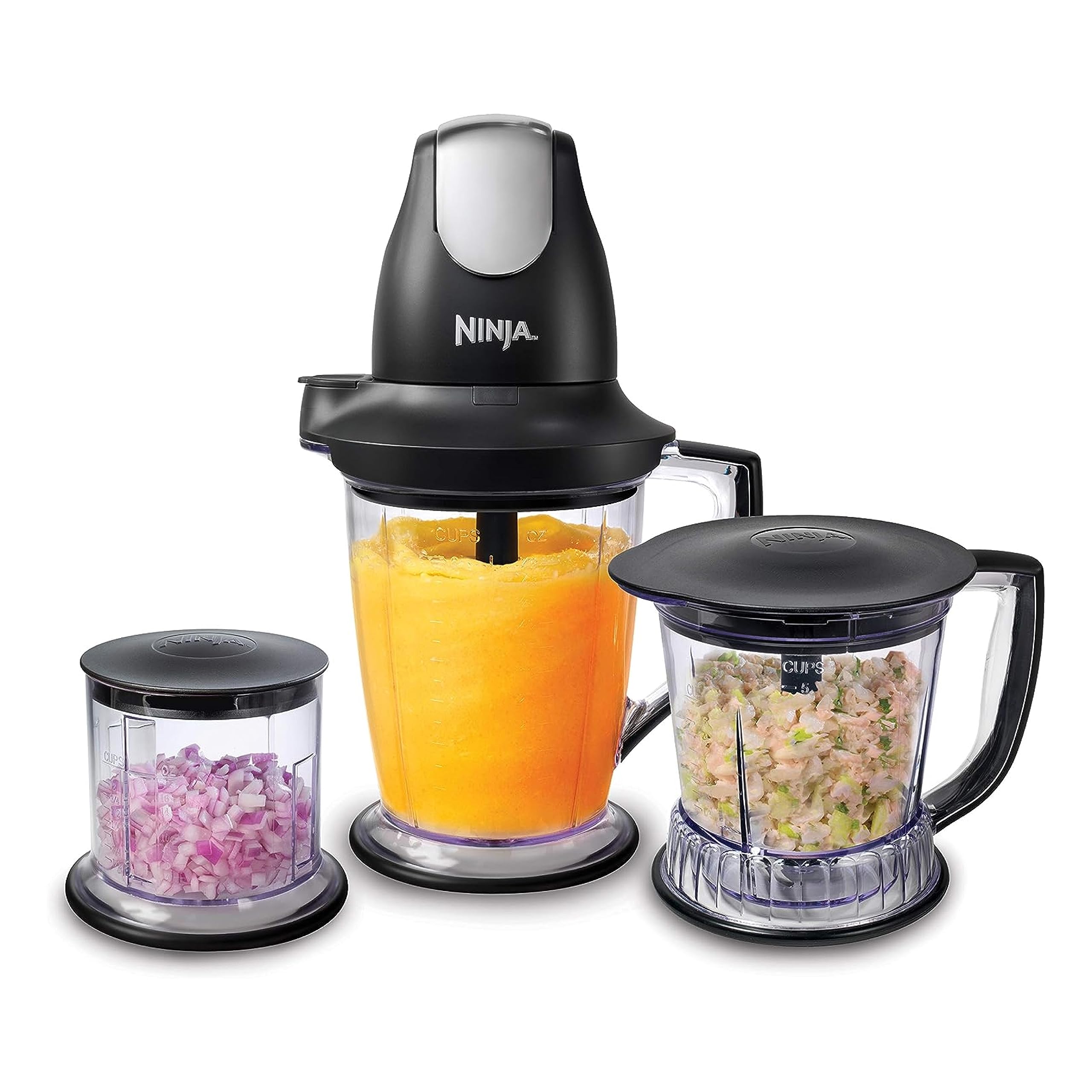 81y+bPCkJ0L Ninja QB1004 Blender/Food Processor with 450-Watt Base, 48oz Pitcher, 16oz Chopper Bowl, and 40oz Processor Bowl for Shakes, Smoothies, and Meal Prep,Black - Image 1