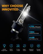 Innovited D2S HID Xenon Headlight Bulbs 6000K Cool White High Low Beam 66040 66240 85122,etc Replacement Bulb - Pack of 2 - Image 3
