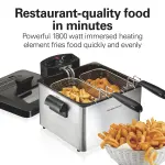 Hamilton Beach Electric Deep Fryer with 3 Baskets and Lid, 4.5 Liters / 19 Cups Oil Capacity, Temperature Control, View Window, Professional Style, 1800 Watts, Stainless Steel (35034) - Image 4