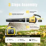GEVEELIFE Leaf Blower Cordless, 650CFM & 3 Speed Levels, Electric Cordless Leaf Blower with 2 * 5.0Ah Battery Powered, Blowers for Lawn Care, Yard, Blowing Leaves, Dust, Snow - Image 5
