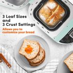Elite Gourmet EBM8103M Programmable Bread Maker Machine 3 Loaf Sizes, 19 Menu Functions Gluten Free White Wheat Rye French and more, 2 Lbs, Mint - Image 5
