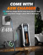 WOLFBOX MV24 4000A Jump Starter,12V Car Booster Pack with 65W Quick Charger,LED Display,24000mAh Portable Jump Starter Battery (10L Gas 10L Diesel Engine) with LED Light,Jumper Cables - Image 8