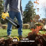GEVEELIFE Leaf Blower Cordless, 650CFM & 3 Speed Levels, Electric Cordless Leaf Blower with 2 * 5.0Ah Battery Powered, Blowers for Lawn Care, Yard, Blowing Leaves, Dust, Snow - Image 9