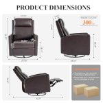 Leather Recliner Chair for Adults – Swivel Rocker Recliner for Small Spaces, Wide Glider Rocking Nursery Chair with Ergonomic High Backrest - Image 7
