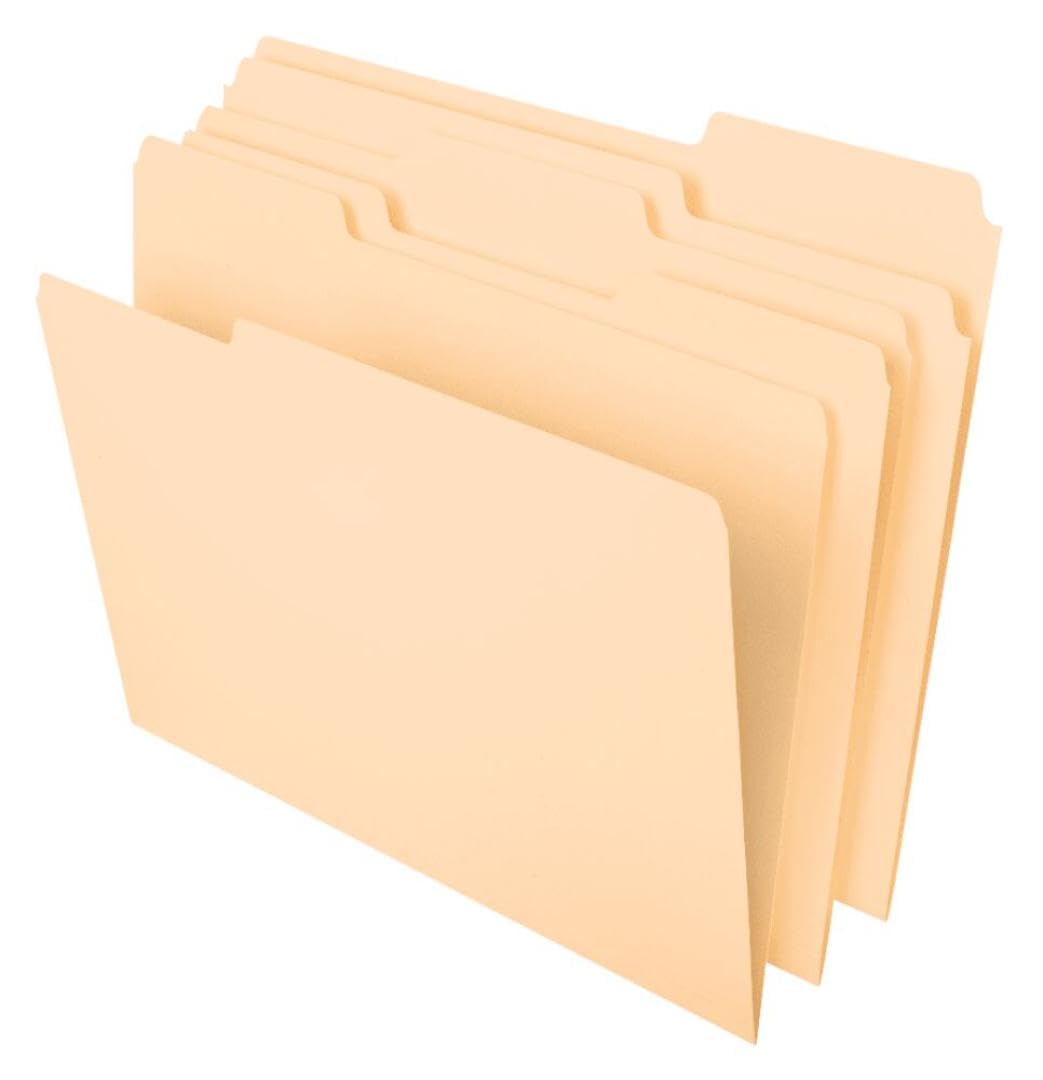 41NvO1ftPyL Pendaflex File Folders, Letter Size, 8-1/2" x 11", Classic Manila, 1/3-Cut Tabs in Left, Right, Center Positions, 100 Per Box (65213) - Image 1