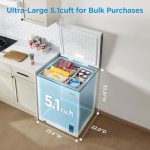 Midea MERC05C4BAWW Chest Freezer, 5.1 Cubic Feet Freezer With Removable Basket, Interior LED Light, Adjustable Temperature, For Kitchen Apartment Office, White - Image 8
