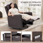 Leather Recliner Chair for Adults – Swivel Rocker Recliner for Small Spaces, Wide Glider Rocking Nursery Chair with Ergonomic High Backrest - Image 5