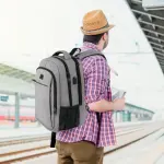 MATEIN Travel Laptop Backpack, Business Anti Theft Slim Sturdy Laptops Backpack with USB Charging Port, Water Resistant College School Computer Bag Gift for Men & Women Fits 15.6 Inch Notebook, Grey - Image 2