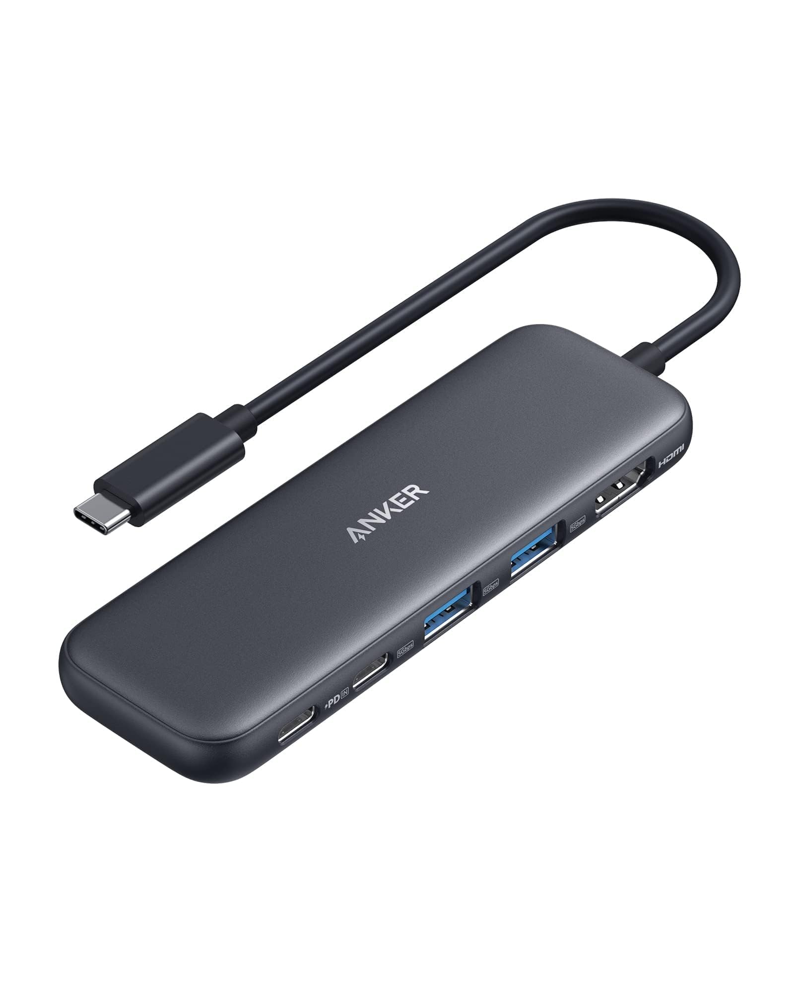 615HRY2dnML Anker USB C Hub, 5-in-1 USBC to HDMI Splitter with 4K Display, 1 x Powered USB-C 5Gbps & 2×Powered USB-A 3.0 5Gbps Data Ports for MacBook Pro, MacBook Air, Dell and More - Image 1