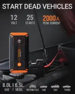 Powrun P-ONE Jump Starter, 2000A Portable Jump Box - Car Jump Starter Battery Pack for up to 8.0L Gas and 6.5L Diesel Engines, 12V Battery Jump Starter with Carry Case (Orange) - Image 7
