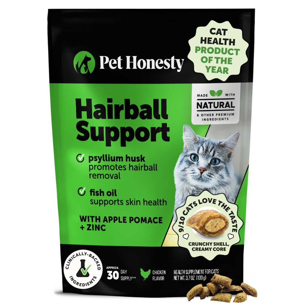 619rP8l6juL Cat Hairball Support Crunchy & Creamy Chews, Hairball Remedy Treats, Cat Furball Treatment, Supports Skin & Coat, Vitamins for Digestion, Chicken (30-Day Supply) - Image 1