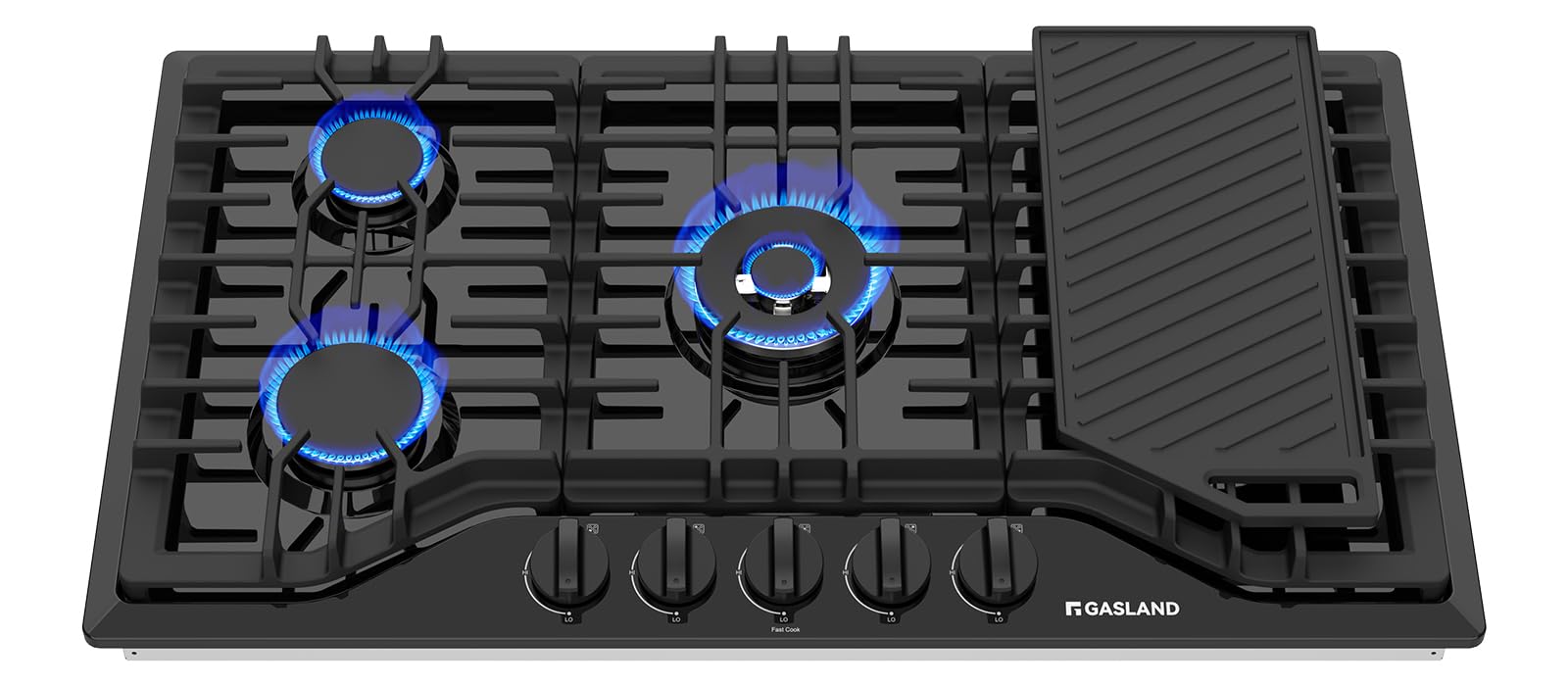 61CmlJSQFRL GASLAND Gas Cooktop 36 Inch with Griddle, PRO GH3365EF 5 Burner Propane Stovetop with Reversible Cast Iron Grill/Griddle, Gas Countertop Plug-in, NG/LPG Convertible Cooktops, Black - Image 1
