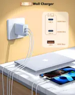 100W USB C Charger,GaN 3-Port Super Fast Charger(Dual Port Type C+A)100W USB-C Laptop Fast Charging Block with 6FT Woven Type C-C Cable for MacBook Pro/Air,iPad Pro/Air,iPhone17/16/15 Air Pro Max Plus - Image 7