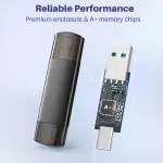 JOIOT 128GB USB C Flash Drive Dual USB 3.0 Flash Drive Type C + USB A Portable Type-C Flash Drive 2-in-1 USB-C Thumb Drive for Smartphone Tablet Computer Mac iPhone 15 Black - Image 3