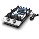TOPWISH 12 Inch Gas Cooktop, LPG/NG Convertible Built-in Gas Stove Top with 2 Burners 18000BTU, 304 Stainless Steel 2 Burner Propane Stove, Propane Stovetop Thermocouple Protect for Apartments, Rvs
