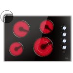 Electric Cooktop 30 Inch Hobsir, 4 Burner Electric Stove Top 6700W, Knob Control Built in Cook top, 30" Electric Stove Top Burner with Glass Protection Metal Frame, Double-ring burner, 220-240v