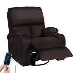 Rocking Recliner Chair with Massage and Heat – Vibration Massage, USB & Type-C Ports, 360° Swivel