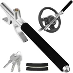 MONOJOY Steering Wheel Lock Universal Security Car Locks with Safety Hammer Heavy Duty Carro Wheel Locks Retractable Anti-Theft Prevention Device for Truck|SUV|Van Accessories, Black