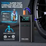CZKBG 10-in-1 Portable Car Battery Jump Starter with Air Compressor, 6000A 160PSI Portable Car Jumper Starter (All Gas 12L Diesel), 12V Jump Box Car Battery Jump Starter with Jumper Cables, Lights - Image 7