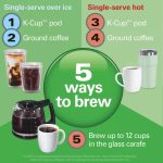 Hamilton-Beach 12c FlexBrew 5-in-1 Drip Coffee Maker Single Serve and Carafe Brewer Compatible with Ground Coffee and KCups Programmable Auto Shut-Off Adjustable Strength 1200W (Renewed) - Image 7