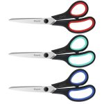3-Pack 8" Heavy Duty Scissors with Ultra Sharp Blades and Comfort Grip Handles - For Office, Home, School, Sewing, and Crafts