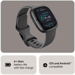 Fitbit Sense 2 Advanced Health and Fitness Smartwatch with Tools to Manage Stress and Sleep, ECG App, SpO2, 24/7 Heart Rate and GPS, Shadow Grey/Graphite, One Size (S & L Bands Included) (Renewed) - Image 3