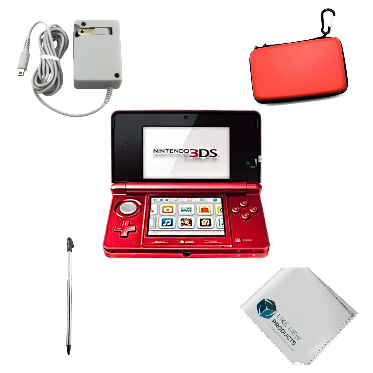61lH0HSoPXL Nintendo 3DS Flame Red Handheld Console Bundle – Includes Charger, Carrying Case, Stylus & Cleaning Cloth (Renewed) - Image 1