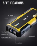 GOOLOO GP4000 Jump Starter 4000A Peak Car Starter (All Gas,up to 10.0L Diesel Engine) SuperSafe 12V Lithium Jump Box,Auto Battery Booster Pack,Portable Power Bank with USB Quick Charge and Type C Port - Image 3