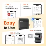 Ponek Label Maker Machine with Tape, M100 Bluetooth Thermal Label Maker with 5000 Icons and 400 Templates, Address Barcode Label Printer for Small Business, Home, Office, School, Dark Gray - Image 4