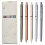 UIXJODO Gel Pens, 5 Pcs 0.5mm Black Ink Pens Fine Point Smooth Writing Pens, High-End Series Pens for Journaling Note Taking, Cute Office School Supplies Gifts for Women Men (Morandi)