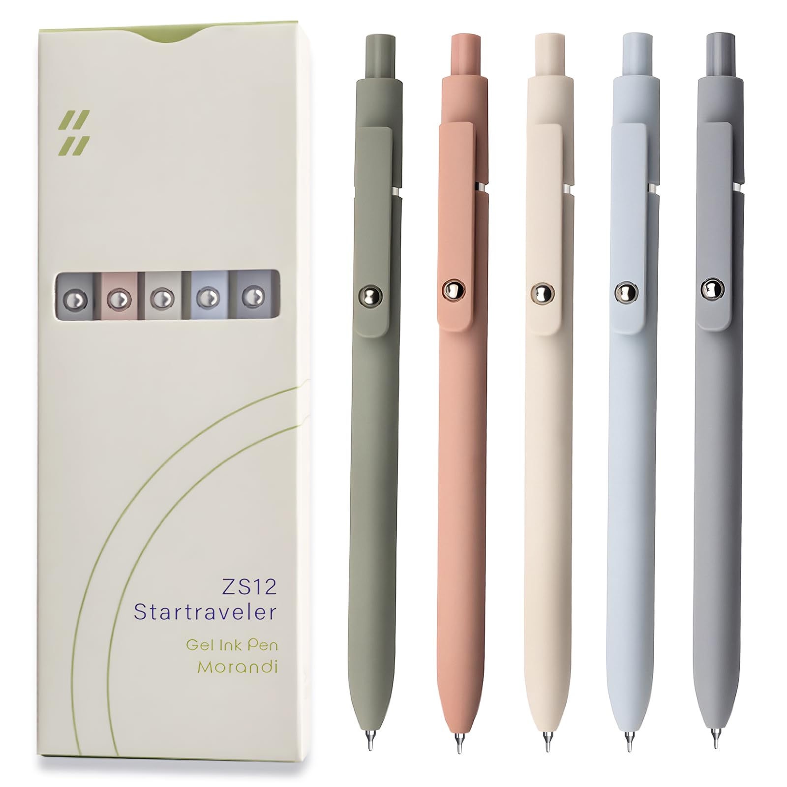 61pXbtOUuRL UIXJODO Gel Pens, 5 Pcs 0.5mm Black Ink Pens Fine Point Smooth Writing Pens, High-End Series Pens for Journaling Note Taking, Cute Office School Supplies Gifts for Women Men (Morandi) - Image 1