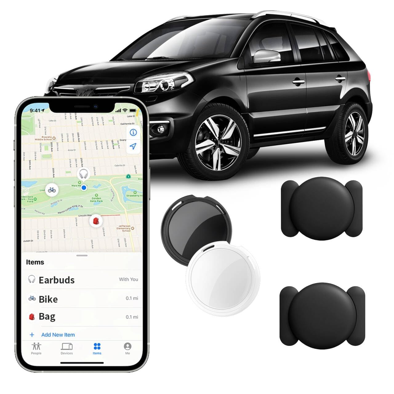 61qBqmm5y9L 2 Pack GPS Tracker for Vehicles Work with Find My (iOS Only) Real Time Mini Car tracker Item Finder Global Coverage Tracking Devices for Cars Hidden No Monthly Fee or Subscription No SIM Card Required - Image 1