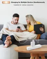 100W USB C Charger,GaN 3-Port Super Fast Charger(Dual Port Type C+A)100W USB-C Laptop Fast Charging Block with 6FT Woven Type C-C Cable for MacBook Pro/Air,iPad Pro/Air,iPhone17/16/15 Air Pro Max Plus - Image 2