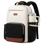 LOVEVOOK Laptop Backpack for Women with Pouch Pocket for Large Capacity Cup,15.6 Inch Laptop Computer Bag Travel Backpack Purse,Waterproof Work Business Backpack College Teacher Bags,Beige-Black-Brown