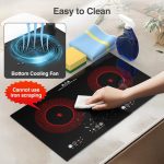 VBGK Electric cooktop,110V 24 inch 2 Burner Electric Cooktop,Built-in and Countertop Stove Top,2200W Stove,9 Power Levels, Kids Lock & Timer,LED touch control,Overheat Protection - Image 4