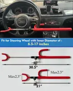 Steering Wheel Lock Anti-Theft Car Device Car Wheel Locks Heavy Duty Vehicle Security Steering Wheel Lock for Truck Car Vehicles Van Lorry SUV with 4 Keys, Elongated Length MAX 30.5“ Red - Image 7