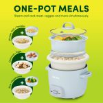 4-Cup Rice Cooker & Food Steamer with Nonstick Ceramic & Pop-Up Steam Tray (Renewed) - Image 5